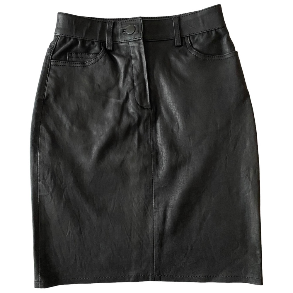 just female black stretch leather miniskirt, size xs